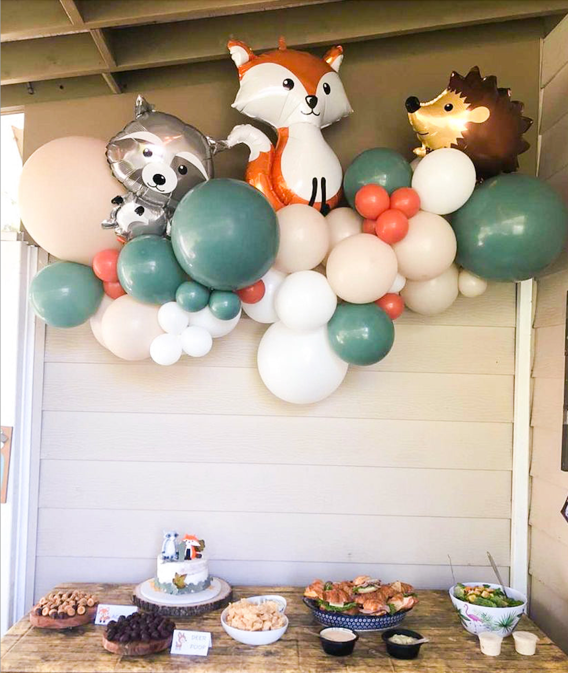 5ft grab n go organic balloon garland with woodland animals