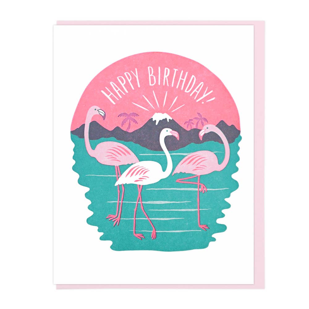 Flamingos Happy Birthday Greeting Card
