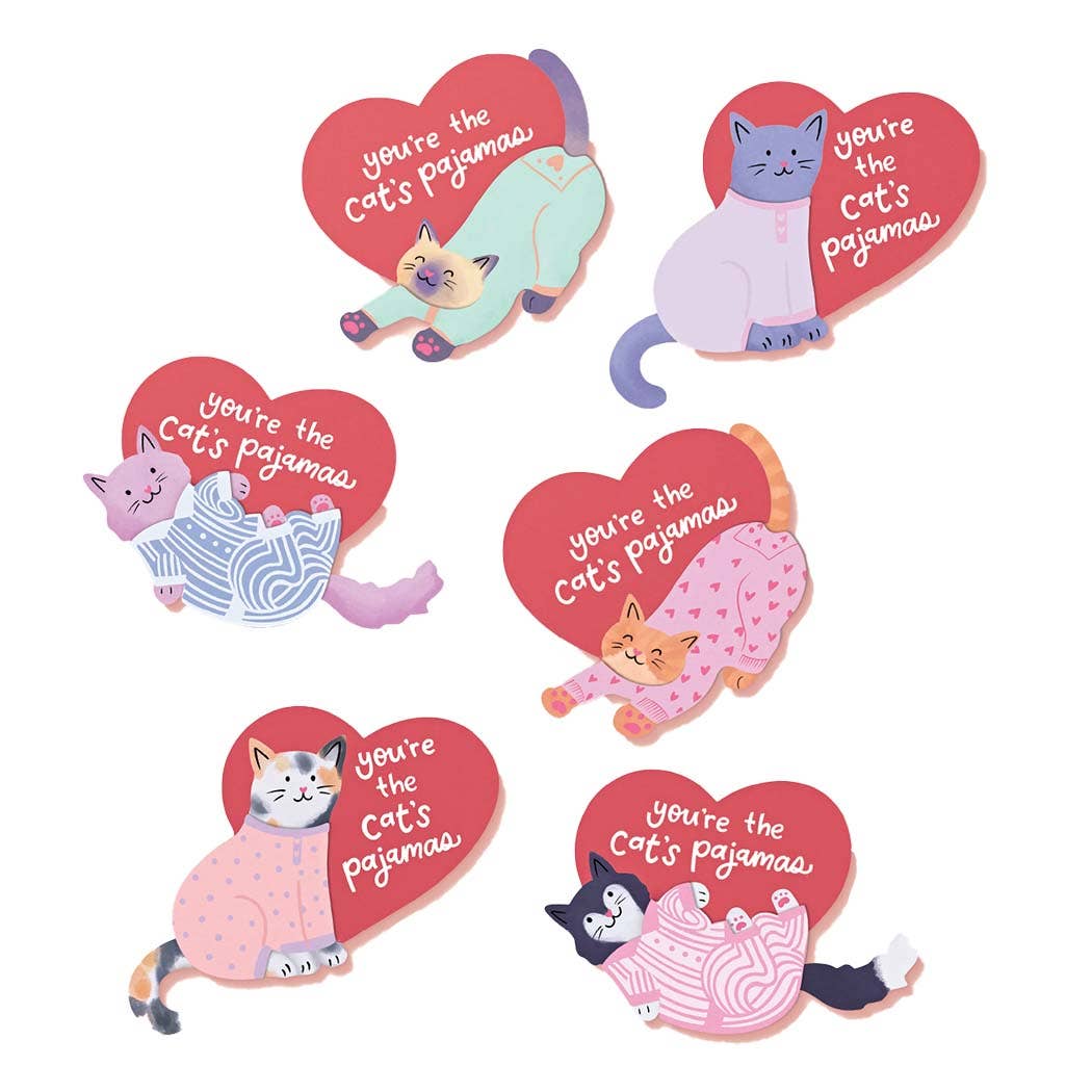 Cat's Pajamas Valentine's Day Card Set – Pink Flamingo Party Co. cat-s-pajamas-valentine-s-day-card-set-pink-flamingo-party-co