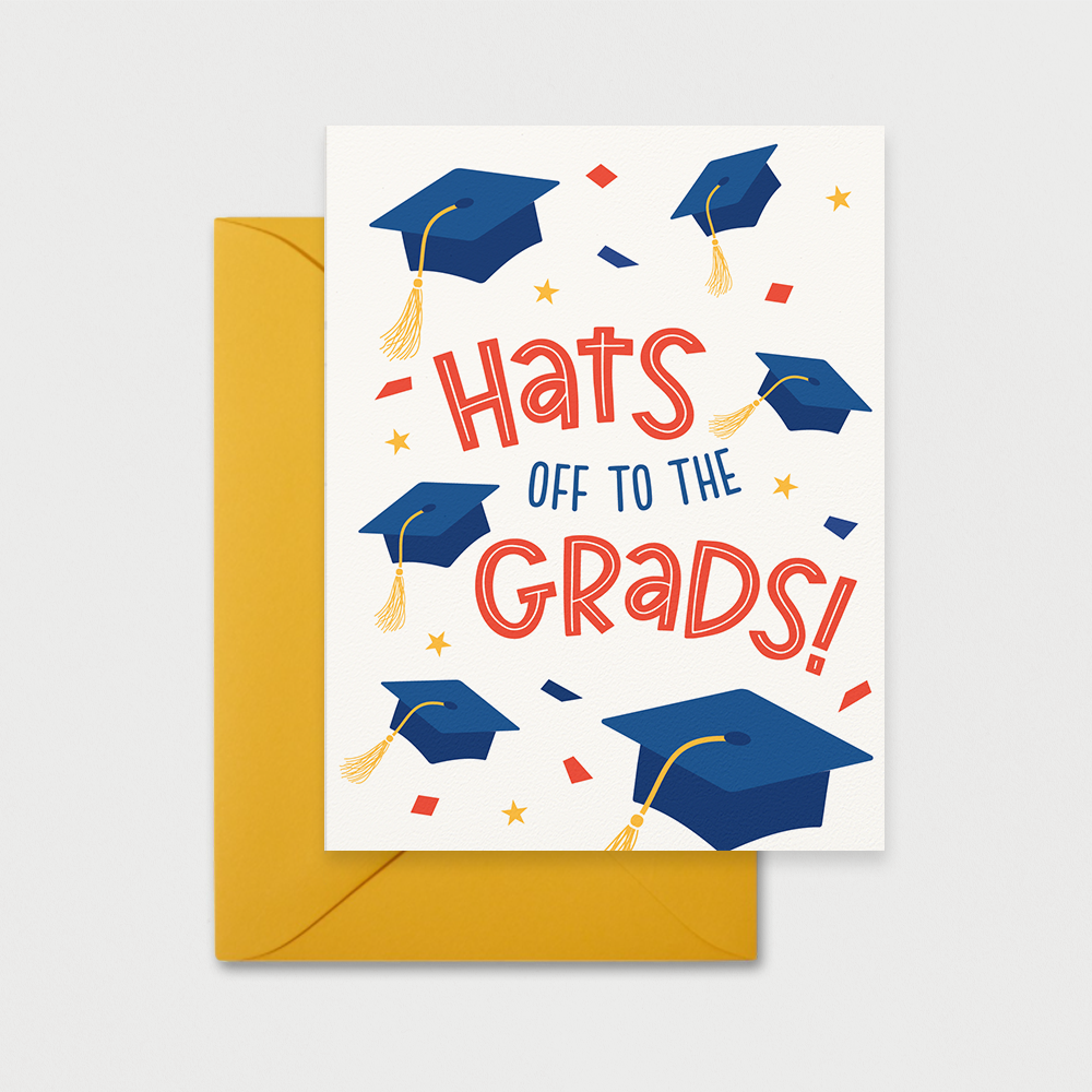 grad hat card Hats Off Graduation Card – Pink Flamingo Party Co