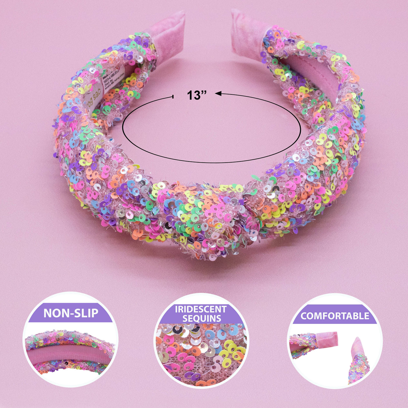 Sparkly Rainbow Sequin Knot Headband