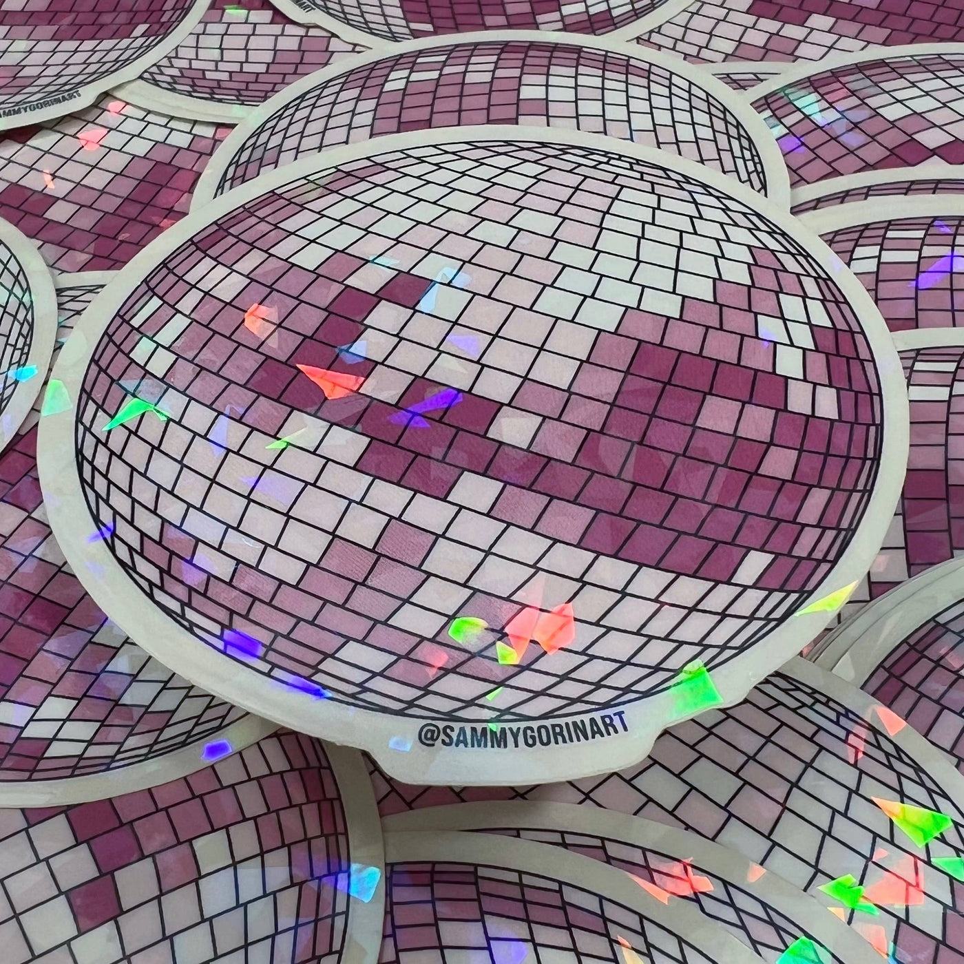 Cracked Holographic Disco Ball Sticker
