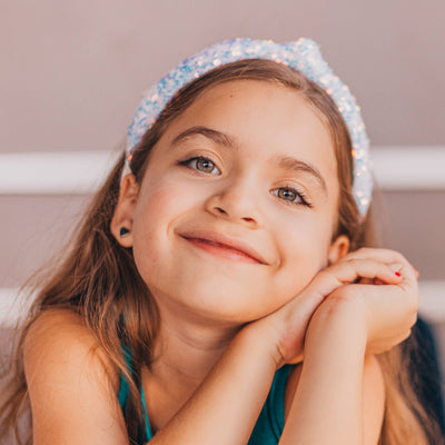 Sparkly White Sequin Knot Headband