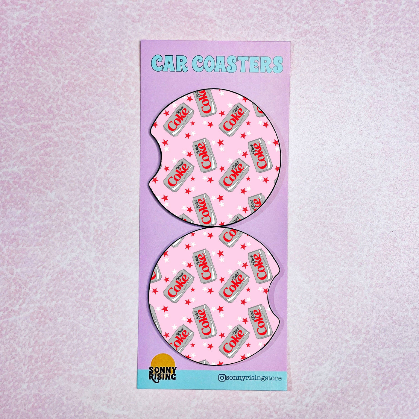 Pink Diet Coke Lover Car Coasters Set