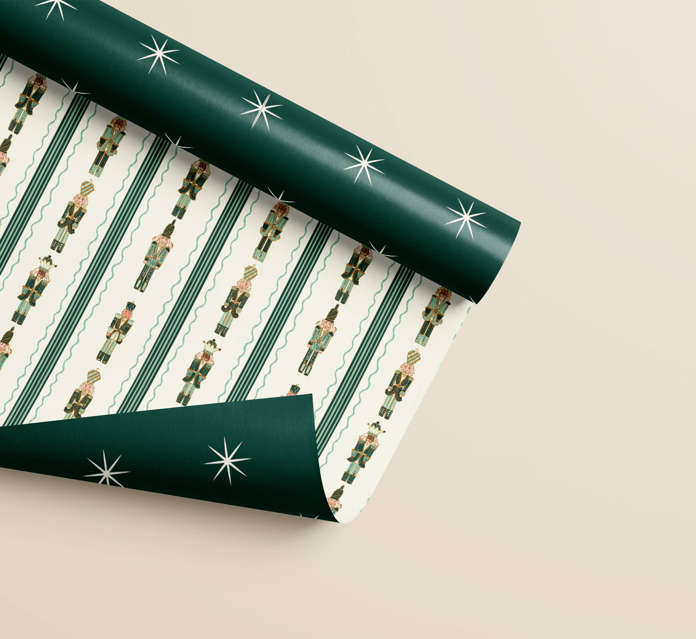 Nutcracker Stripe Stars Double Sided Gift Wrap