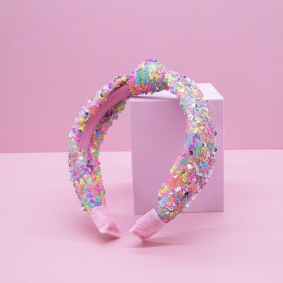 Sparkly Rainbow Sequin Knot Headband