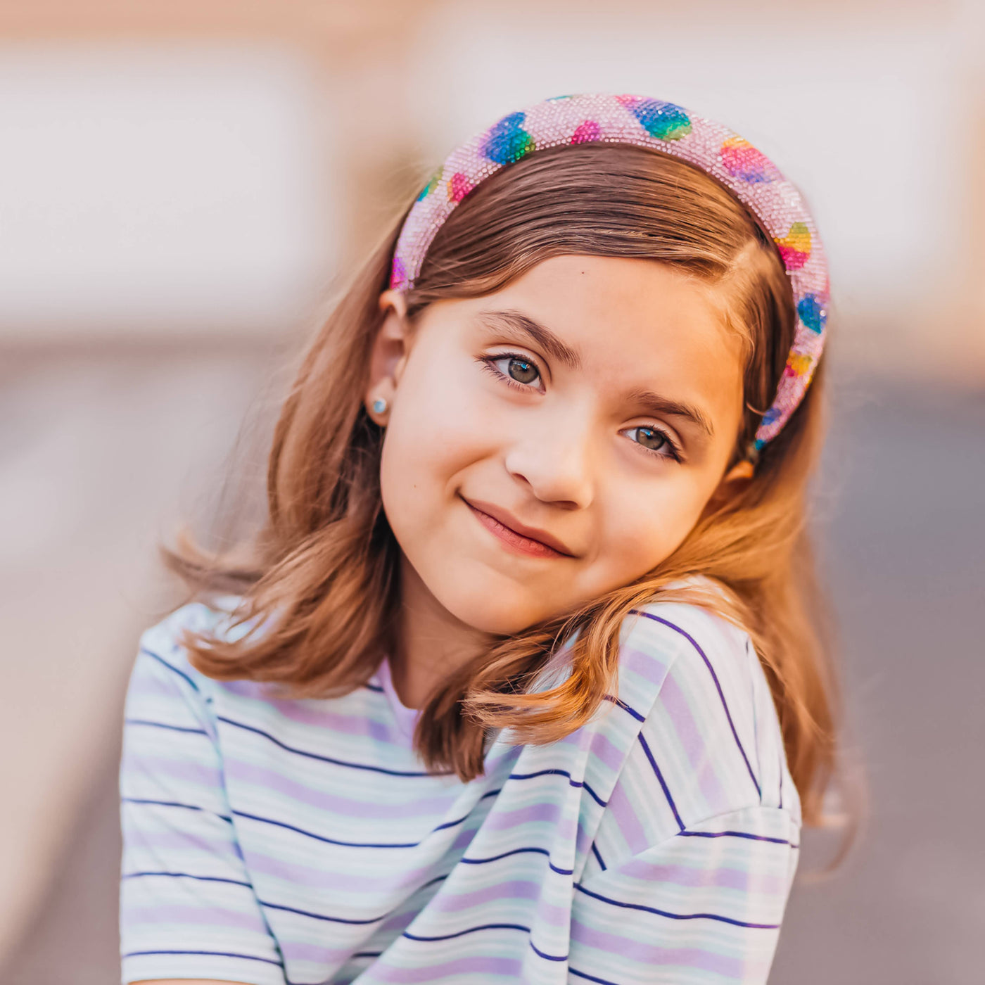 Padded Rhinestone Heart Headband