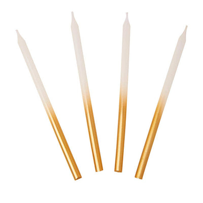 White & Gold Birthday Candles - 16 Pack