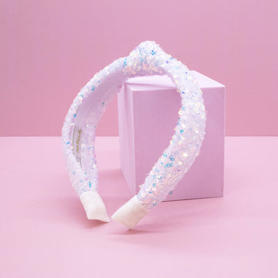 Sparkly White Sequin Knot Headband