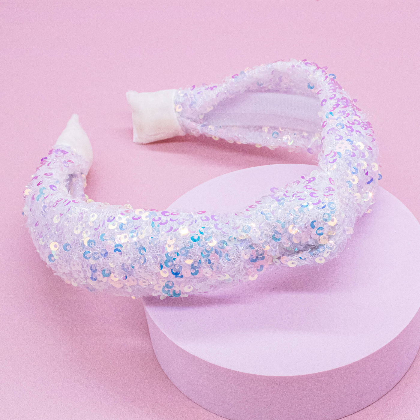 Sparkly White Sequin Knot Headband