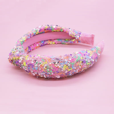 Sparkly Rainbow Sequin Knot Headband