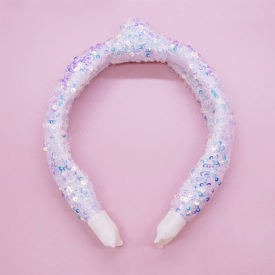 Sparkly White Sequin Knot Headband