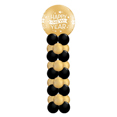 NYE Black and Gold Balloon Column