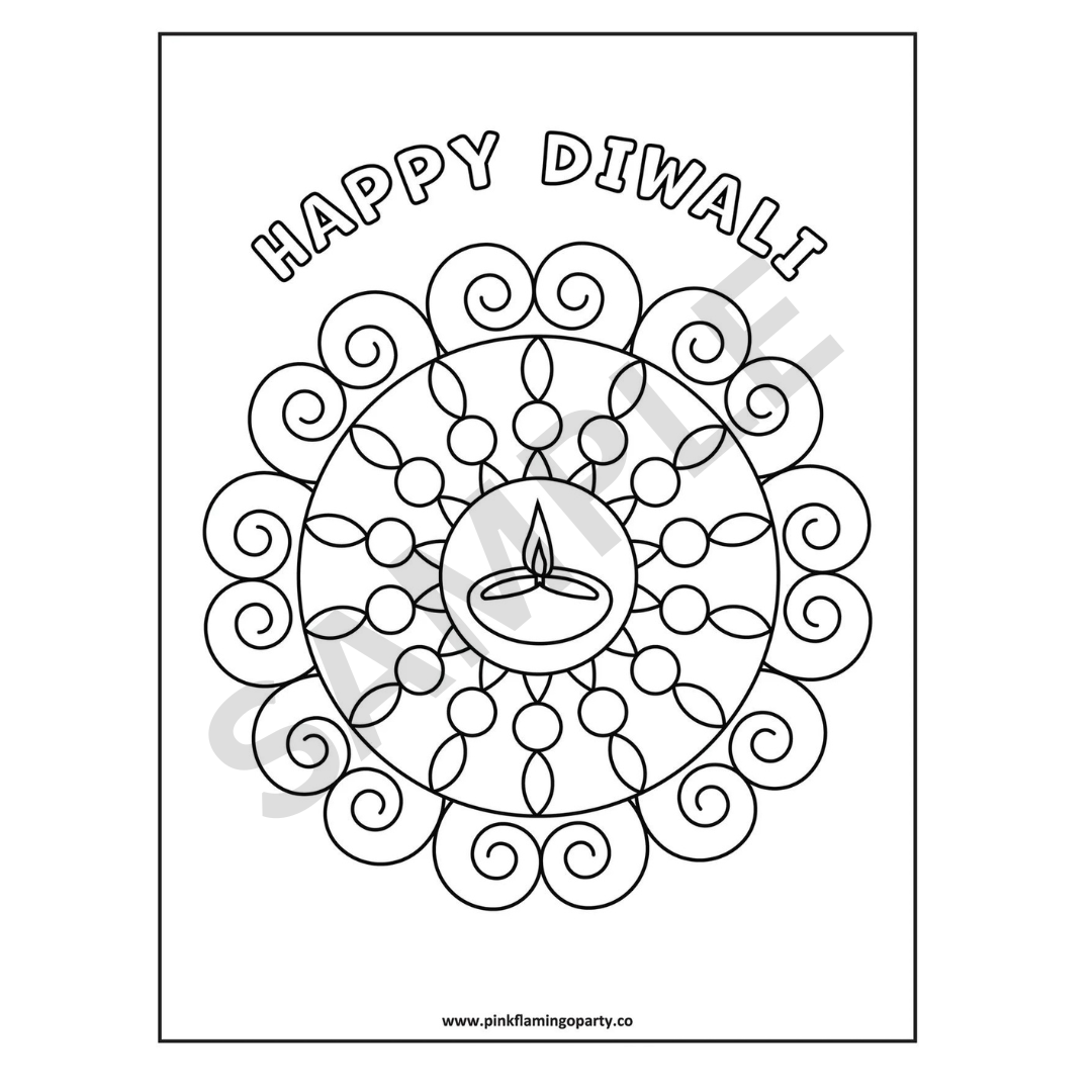Happy Diwali - Rangoli Coloring Sheet