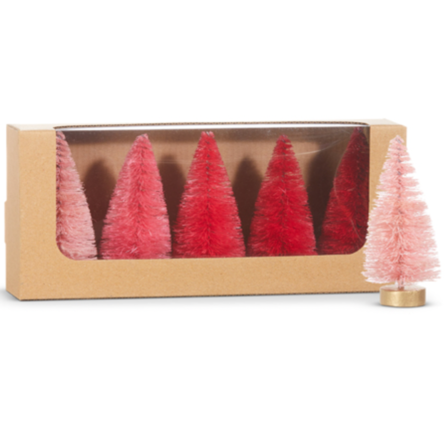 Small Pink Bottle Brush Trees Set