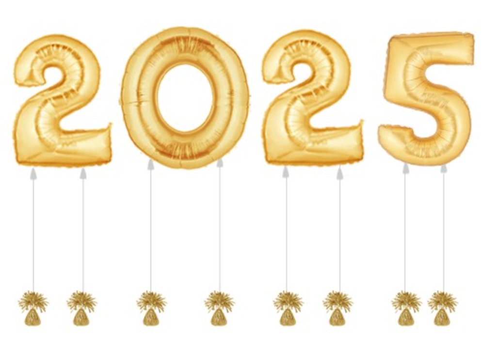 New Years Eve Jumbo Gold 2025 Balloons