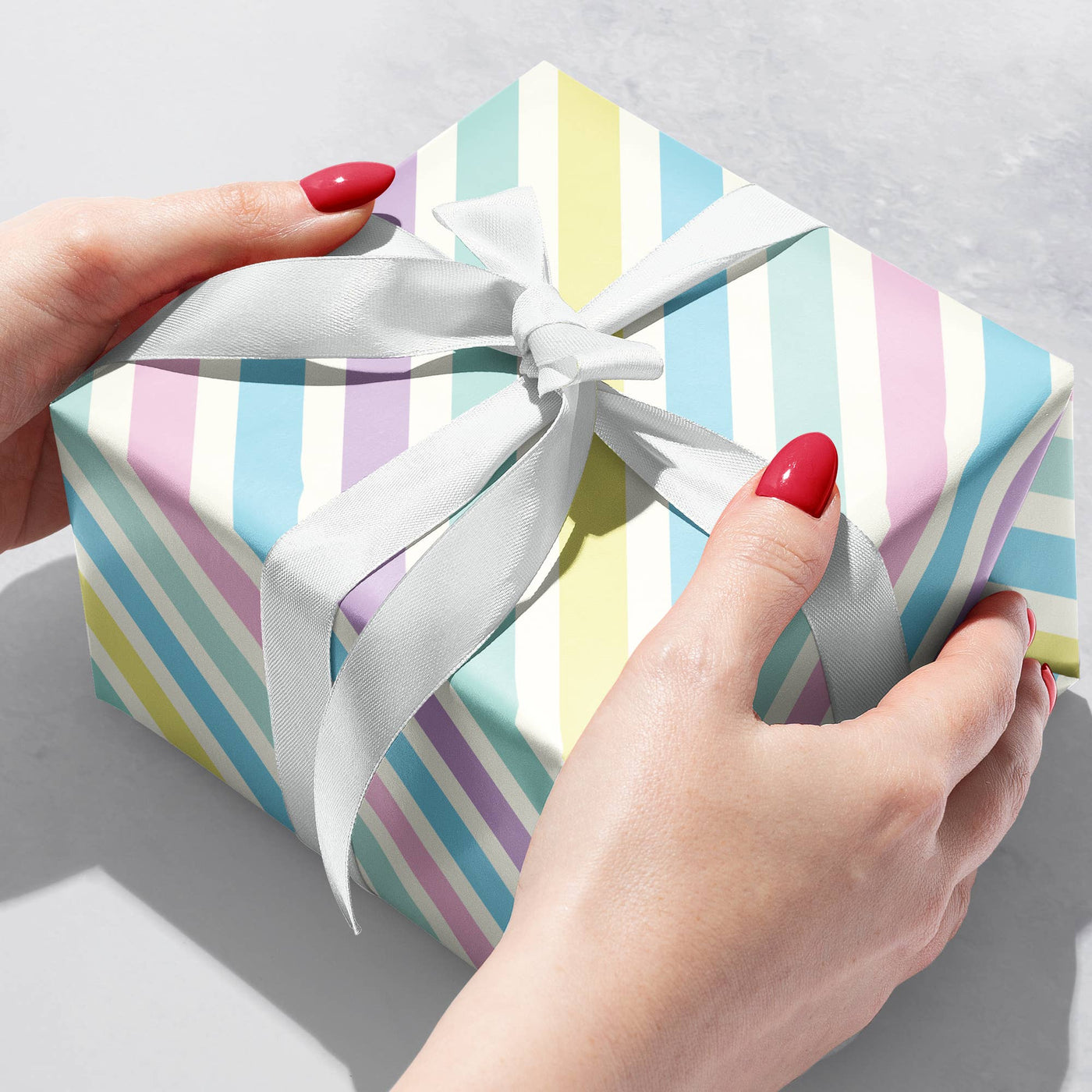 Pastel Striped Gift Wrap Roll