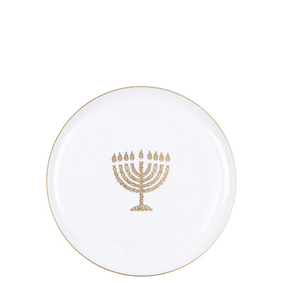 Fancy Hanukkah Disposable White and Gold Small Plates