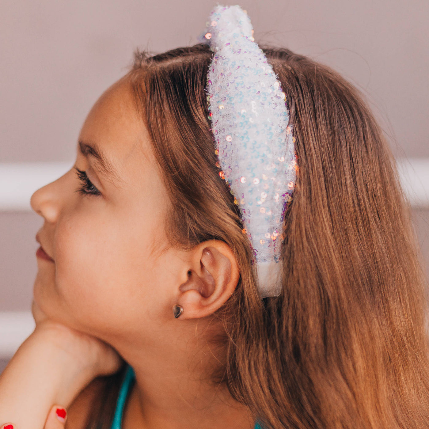 Sparkly White Sequin Knot Headband