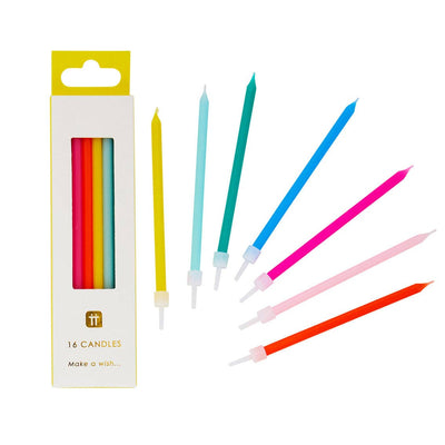 Tall Rainbow Birthday Candles - 16 Pack