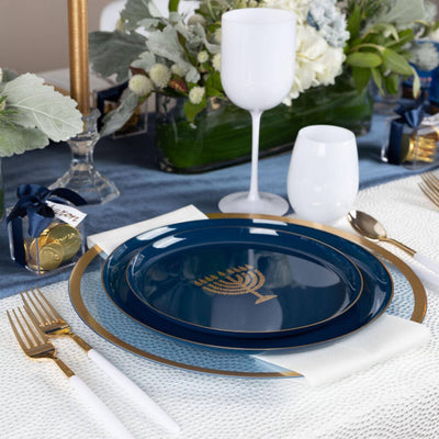 Fancy Disposable Hanukkah Plastic Dinner Plates