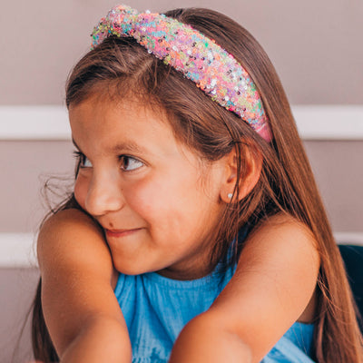 Sparkly Rainbow Sequin Knot Headband