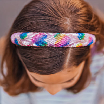 Padded Rhinestone Heart Headband