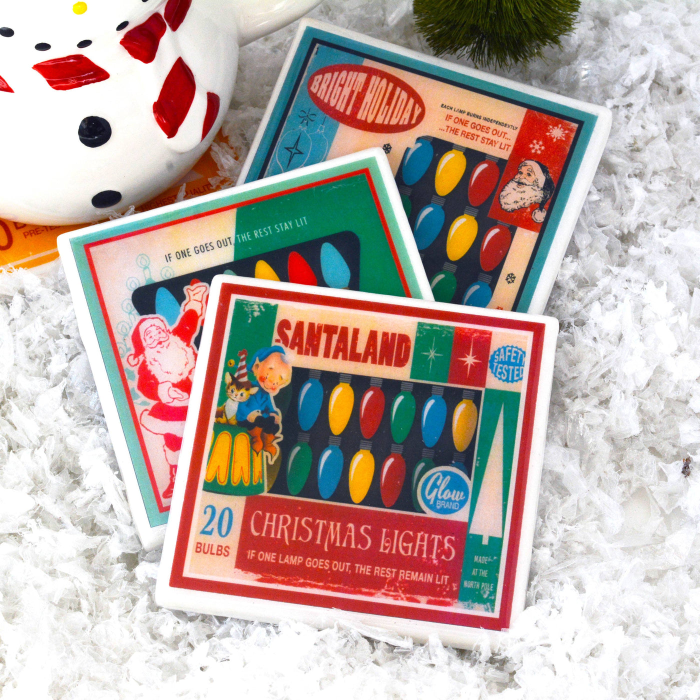 Christmas Lights Vintage Christmas Coaster Set