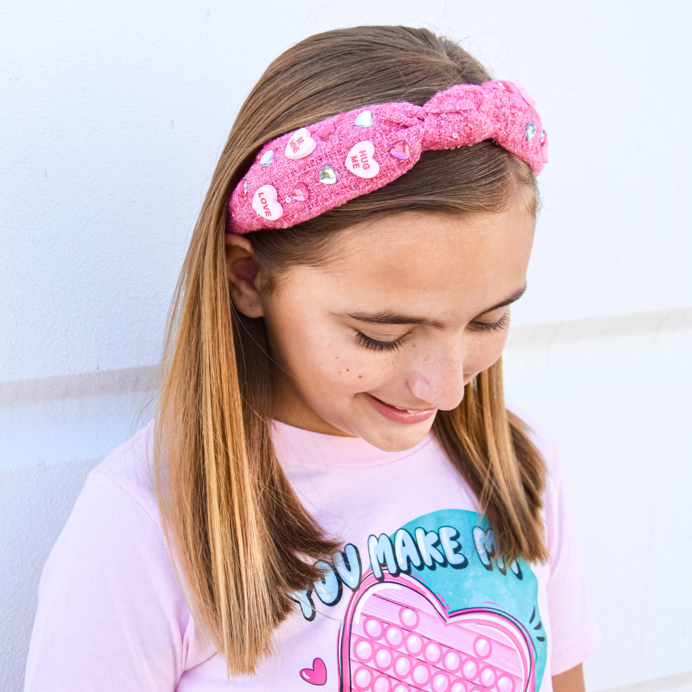 Candy Valentines Day Heart Knot Headband