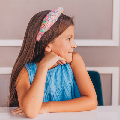 Sparkly Rainbow Sequin Knot Headband