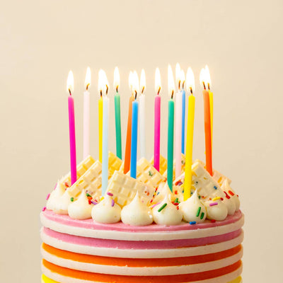 Tall Rainbow Birthday Candles - 16 Pack