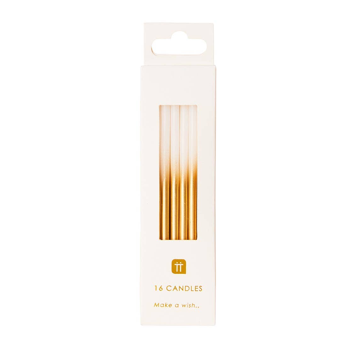 White & Gold Birthday Candles - 16 Pack