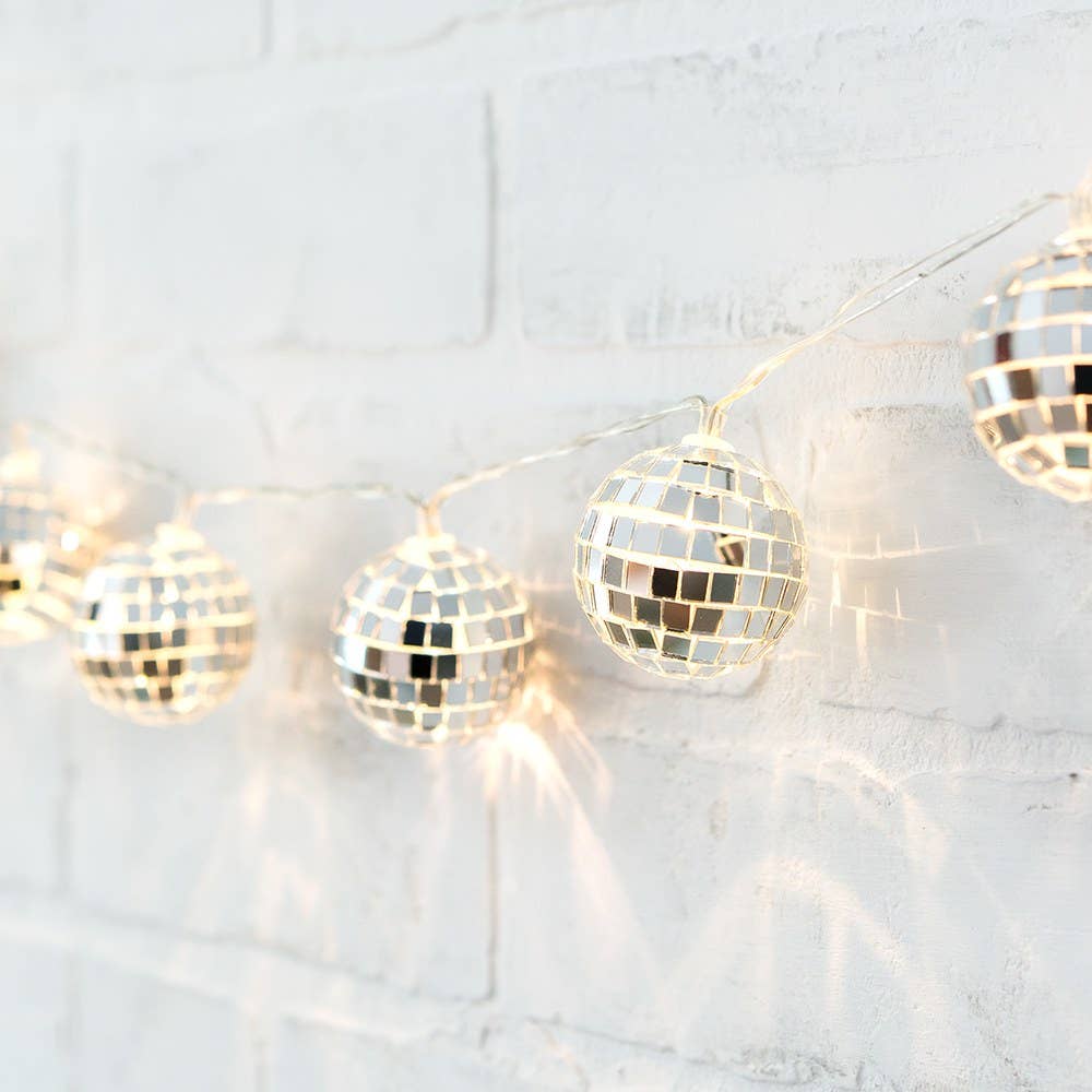 Disco Ball Battery Operated LED String Lights