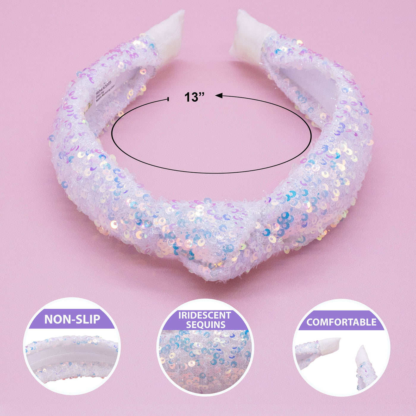 Sparkly White Sequin Knot Headband