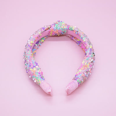 Sparkly Rainbow Sequin Knot Headband