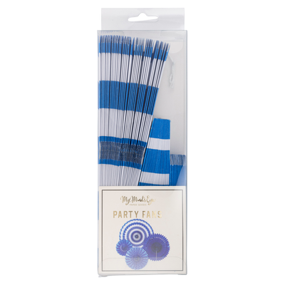 Blue and White Party Fan Set