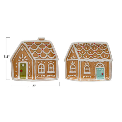 Ceramic Gingerbread House Shaped Plate