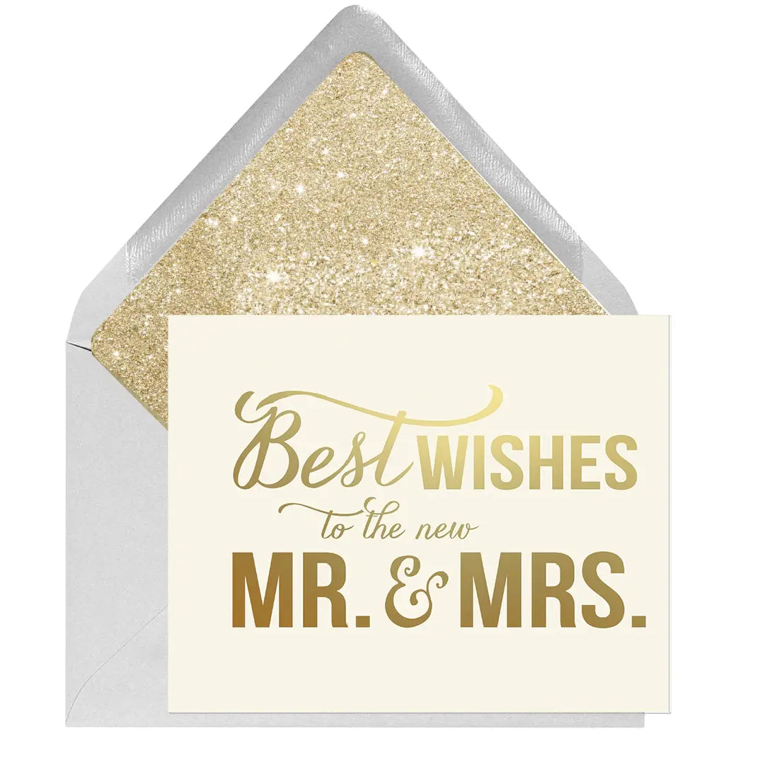 Best Wishes Mr and Mrs Gold Foil Greeting Card