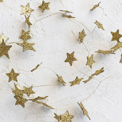 Gold Glitter Paper Star Garland