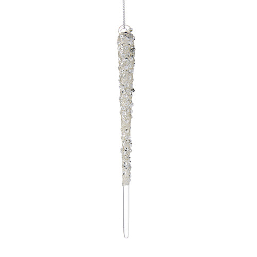 Glittered Glass Icicle Ornament