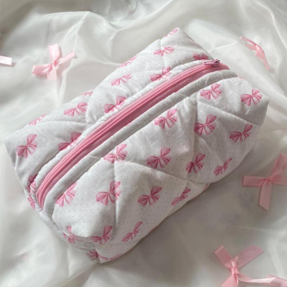 Quilted Bow Makeup Bag