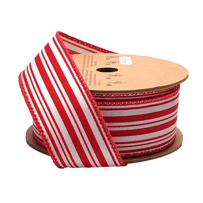 Red & White Striped Wired Ribbon
