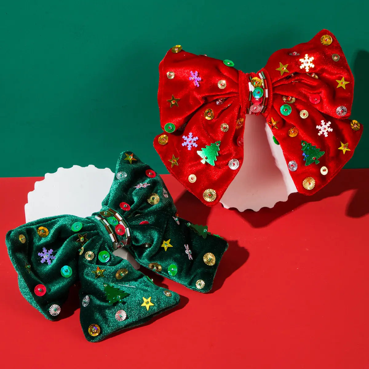 Sequined Velvet Short Christmas Bows