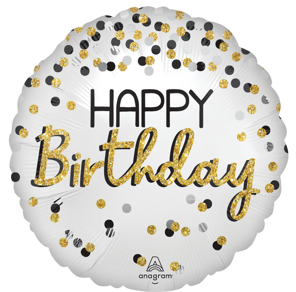 Black Silver & Gold Dot Birthday Balloon