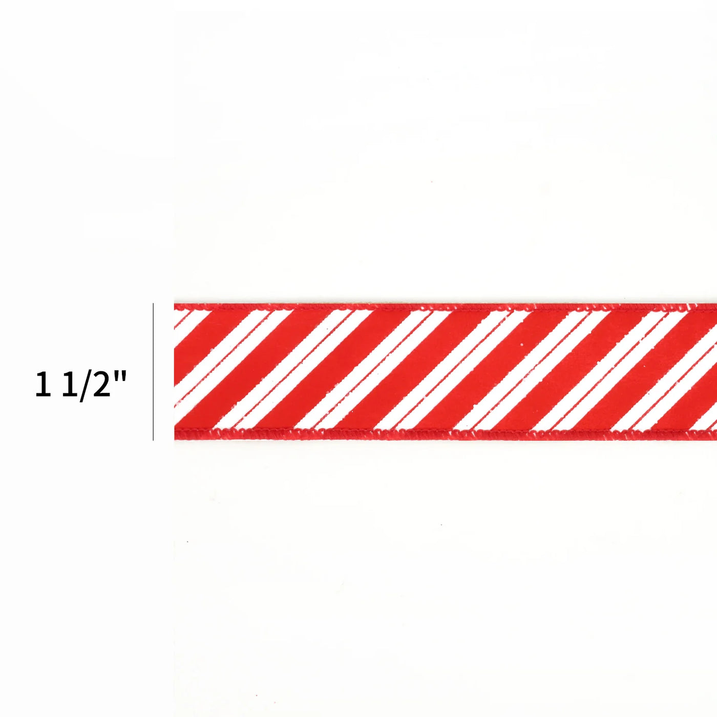 White & Red Glitter Striped Ribbon