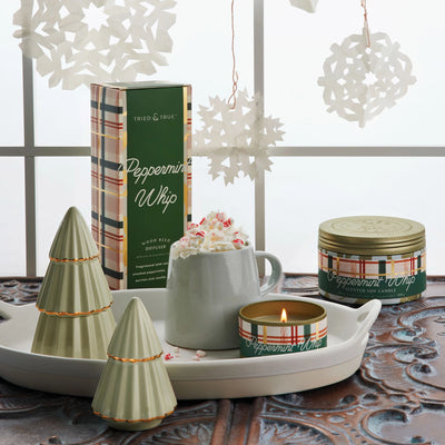 Peppermint Whip Gilded Tree Candle