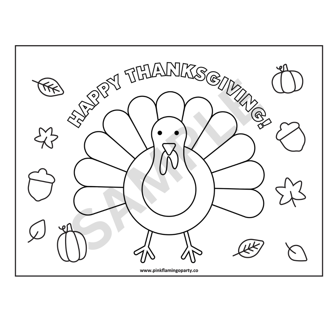 XL Thanksgiving Turkey Printable Placemat