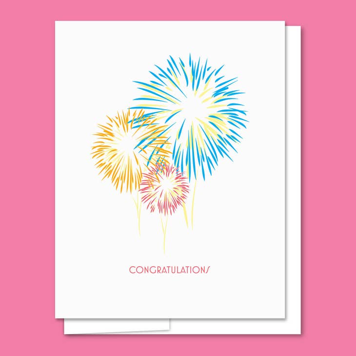Fireworks - Illustrated Congratulations Card