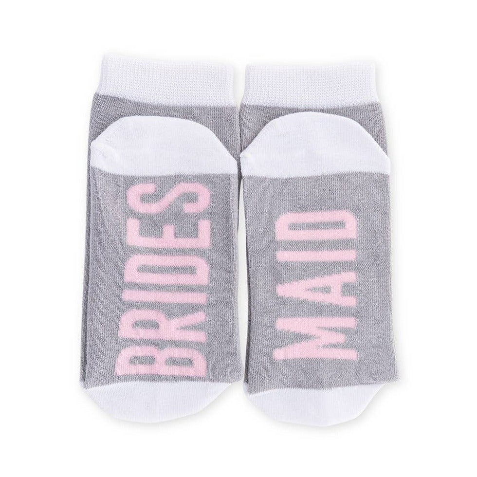 bridesmaid socks in grey, pink and white
