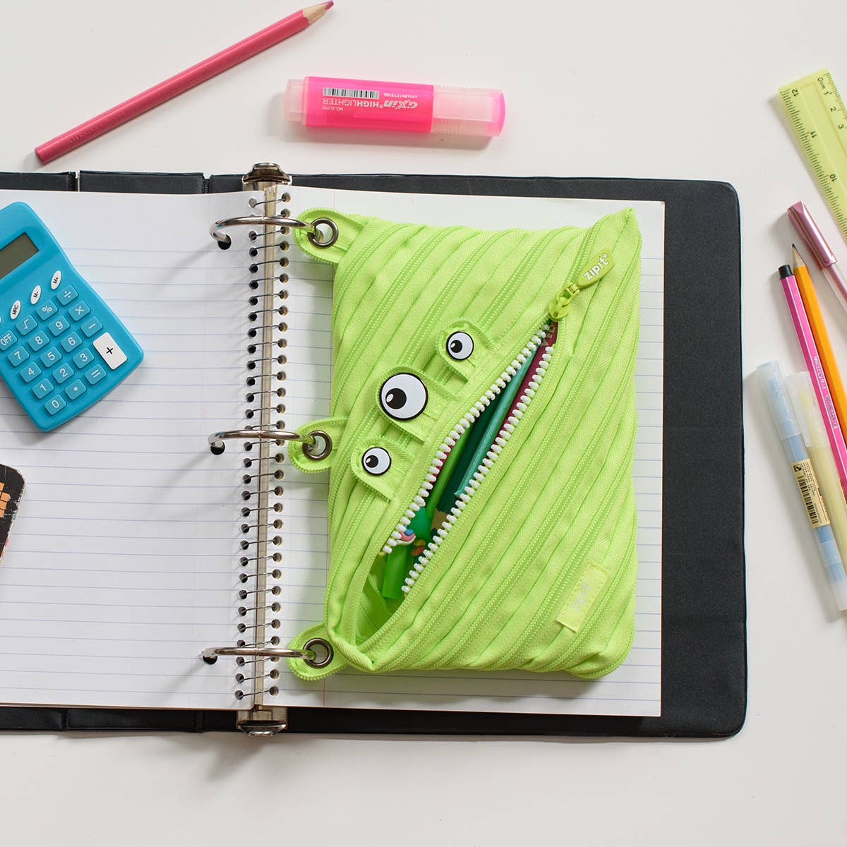 ZIPIT Monster 3 Ring Binder Pencil Pouch, Lime